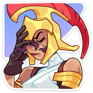 ⭐ sticker, worried, woman, helmet, gold, character, confused telegram sticker