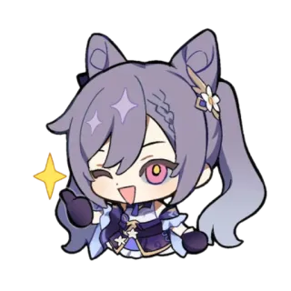 ☂️ Keqing Genshin Impact Anime, Spiel, Genshin, Keqing, Chibi, Glitzer telegram sticker