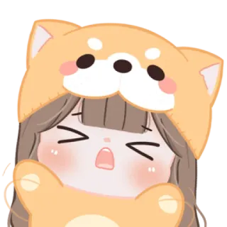 😼 Chibi, Fofo, Cachorro, Garota, Anime, Kawaii, Chapéu telegram sticker