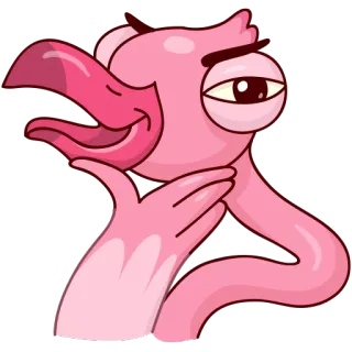 😑 flamingo, rosa, pássaro, animal, desenho animado, adesivo telegram sticker
