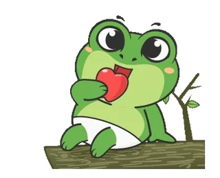 ❤️ katak, binatang, hati, lucu, kartun telegram sticker