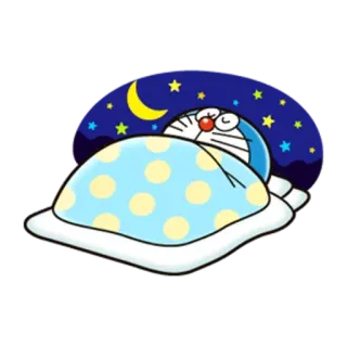 🌃 Doraemon doraemon, dormir, anime, dibujos animados, lindo, luna, estrellas telegram sticker