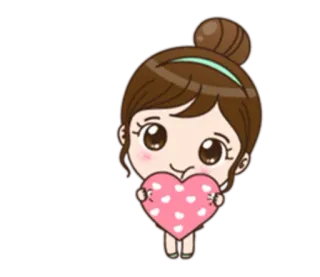 ❤ desenho animado, menina, coração, amor, fofo, kawaii, adesivo telegram sticker