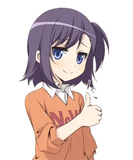 👍 NoW Anime, Kreskówka, Postać, Dziewczyna, Kciuk w górę, Akceptacja telegram sticker