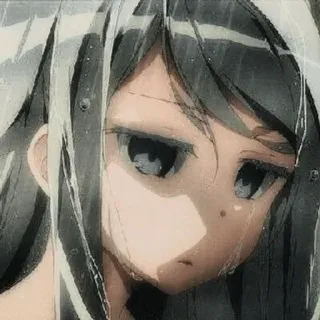 😩 anime, cô gái, buồn, mưa, khóc telegram sticker