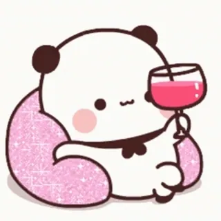 😌 panda, cute, wine, kawaii, cartoon, drink whatsapp sticker