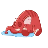 😭 Desenho animado, Monstro, Triste, Dormindo, Vermelho, Animal telegram sticker