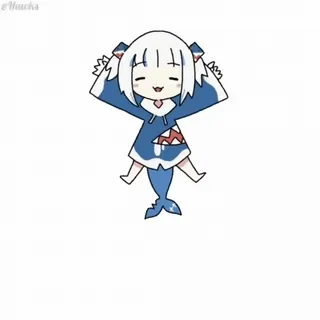 😆 Gawr Gura Anime, Hai, Süß, Gawr Gura, VTuber, Cartoon whatsapp sticker