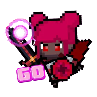 🔥 GO pixel art, video game, character, game, action, anime, pink telegram sticker