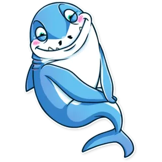 😚 Акула, Мультфильм, Милый, Животное, Синий telegram sticker