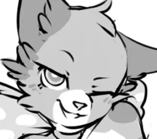 😉 Fellwesen, Anthropomorph, Fuchs, Tier, Cartoon, Charakter, Skizze telegram sticker