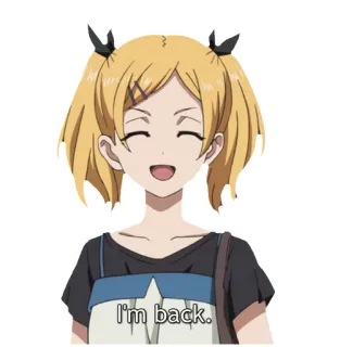 ✋ I'm back. anime, menina, sorrindo, desenho animado telegram sticker