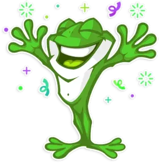 🎉 katak, perayaan, kartun, senang, pesta, menyenangkan, stiker telegram sticker
