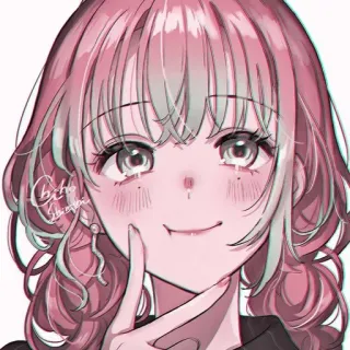 ❤️ anime, gadis, rambut merah muda, imut, potret, seni digital telegram sticker