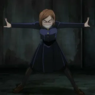 🔨 Nobara Kugisaki Jujutsu Kaisen Anime, Arrabbiato, Combattimento, Tecnica Maledetta, Spaventoso telegram sticker