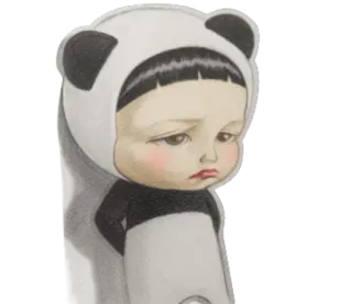 👻 熊猫, 悲伤, 女孩, 服装, 可爱, 孩子, 动物 telegram sticker
