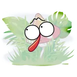 😶‍🌫️ 만화, 눈, 혀, 풀, 잎, 웃긴, 이상한 telegram sticker