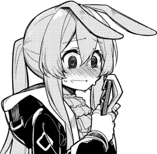 😍 Anime, Mangá, Garota, Coelho, Nervoso/a, Telefone, Desenho animado, Desenho whatsapp sticker