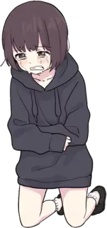 😭 аниме, девушка, плачет, грустный, эмоциональный, иллюстрация telegram sticker