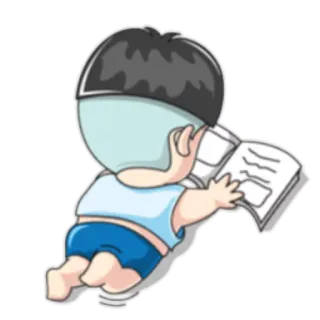 🗒 membaca, buku, anak laki-laki, kartun, pendidikan, belajar whatsapp sticker