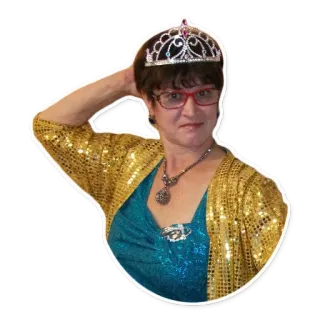 👑 mulher, tiara, coroa, lantejoulas, retrato, óculos, sorrindo telegram sticker