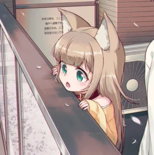 🧋 Anime, Ragazza gatto, Carino, Manga, Kawaii, Orecchie, Scale whatsapp sticker