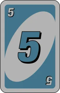 💙 uno, card, number, 5, blue, game whatsapp sticker