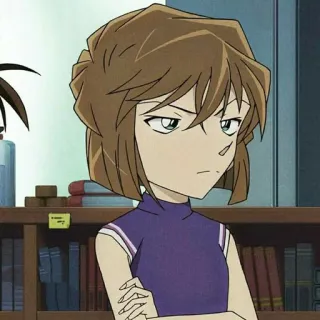 😑 Ran Mouri Detective Conan Anime, Detektyw, Poważny, Postać, Kreskówka telegram sticker