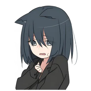 😧 Anime girl, Tai mèo, Kawaii, Dễ thương, Manga, Chibi telegram sticker