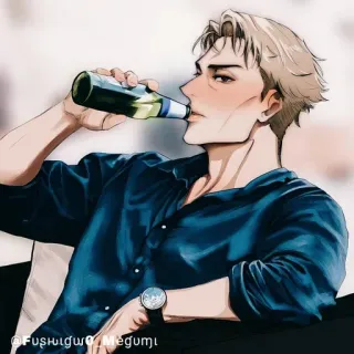 💠 Аниме, Мужчина, Пьющий, Пиво, Мультфильм, Персонаж telegram sticker
