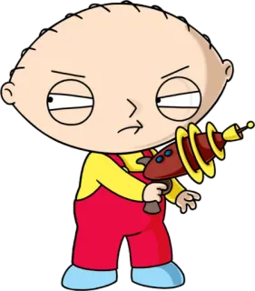 🔫 Stewie Griffin Family Guy Stewie Griffin, Family Guy, dessin animé, pistolet laser, bébé, télévision telegram sticker