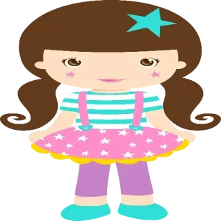 Ⓜ️ Puppe, süß, Mädchen, Cartoon, Stern whatsapp sticker