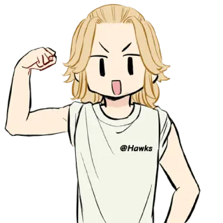 💪 @Hawks Anime, Nhân vật, Phim hoạt hình, Tóc vàng, Giơ tay telegram sticker