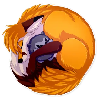 💤 renard, raton laveur, animal, mignon, dessin animé, autocollant, amical telegram sticker