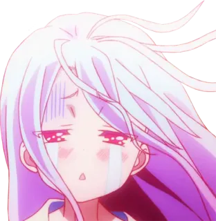 😏 Shiro No Game No Life Anime, Dziewczyna, Białe włosy, Smutny, Słodki, Wyraz twarzy, Postać telegram sticker