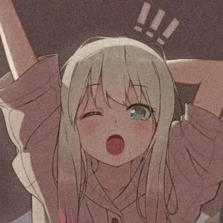 🥯 !!! Anime, Garota, Fofa, Exclamação, Bocejo telegram sticker