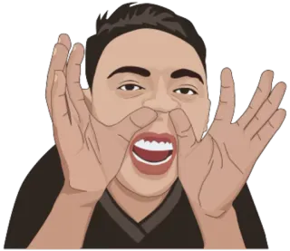😬 đàn ông, hét, hào hứng, cử chỉ, giao tiếp telegram sticker