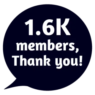 ❤ 1.6K members, Thank you! danke, mitglieder, community, feier, meilenstein whatsapp sticker