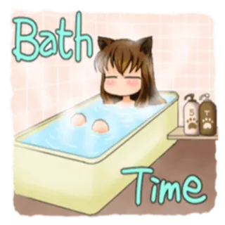 🛁 Bath Time kąpiel, czas, kot, zwierzę, słodki, relaks telegram sticker
