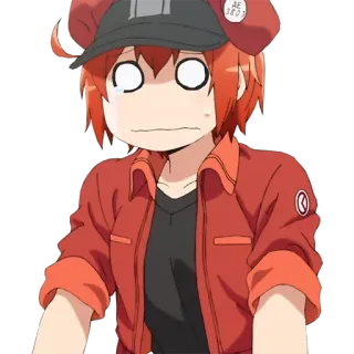 😐 Red Blood Cell Cells at Work! anime, cells at work, red blood cell, character, cartoon telegram sticker