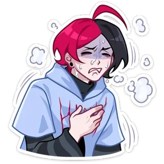 😮‍💨 애니메이션, 캐릭터, 고뇌, 피, 이모, 부상 telegram sticker