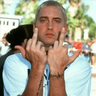 😣 Eminem Eminem, dedo do meio, ofensivo whatsapp sticker