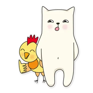 🐤 Katze, Huhn, Tiere, süß, Cartoon, Sticker telegram sticker