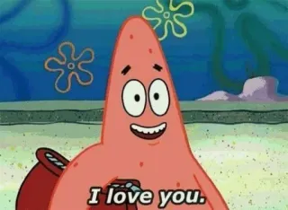 🕸 Patrick Star Spongebob Squarepants I love you. amor, desenho animado, Bob Esponja, Patrick, amizade whatsapp sticker