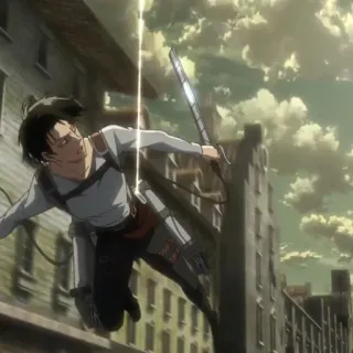 ☁️ Levi Ackerman Attack on Titan anime, attack on titan, levi, manga, action, swords, fighting telegram sticker