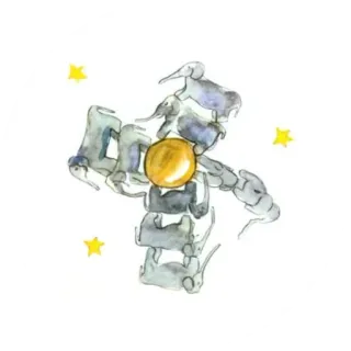 👑 elefantes, pila, esfera amarilla, acuarela, estrellas telegram sticker
