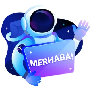 👋 MERHABA! 우주비행사, 우주, 인사, 안녕하세요, Merhaba telegram sticker