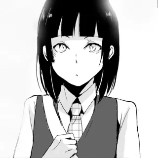 😶 Anime, Garota, Mangá, Uniforme escolar, Gravata, Retrato telegram sticker
