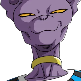 😏 Beerus Dragon Ball Anime, Charakter, Cartoon, Gott der Zerstörung, lila Katze telegram sticker