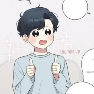 🐚 thumbs up мультфильм, мальчик, большой палец вверх, одобрение whatsapp sticker